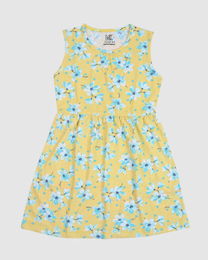Yellow Floral Frock & Legging Set