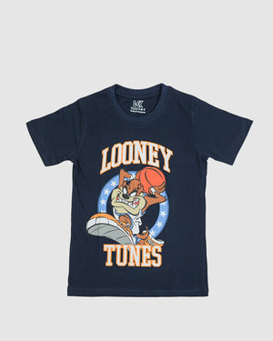 Kid's Navy Wild Cartoon Basketball Printed T-shirt