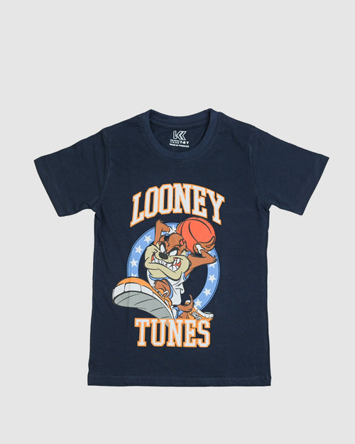 Kid's Navy Wild Cartoon Basketball Printed T-shirt 800