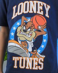 Kid's Navy Wild Cartoon Basketball Printed T-shirt