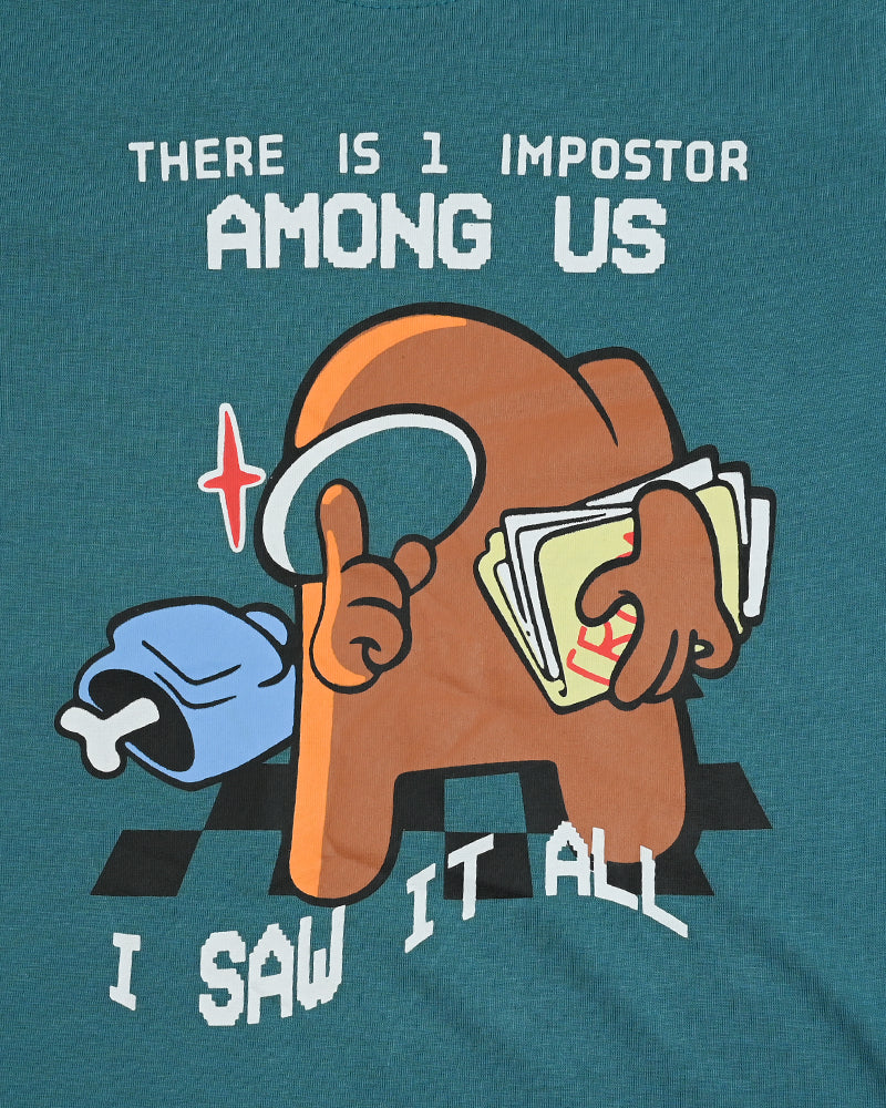 Kid's Teal Printed T-Shirt - Space Adventure: Who’s the Impostor?