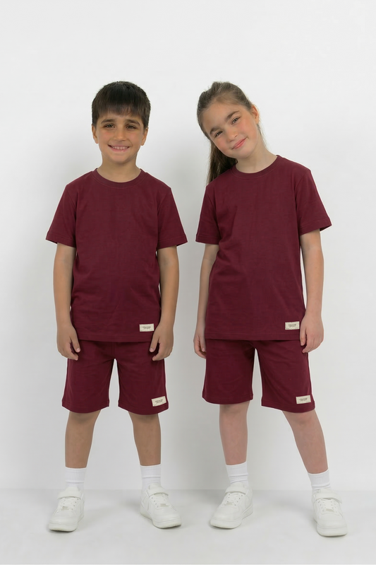 Maroon Co-ord Set - Cotton Lycra
