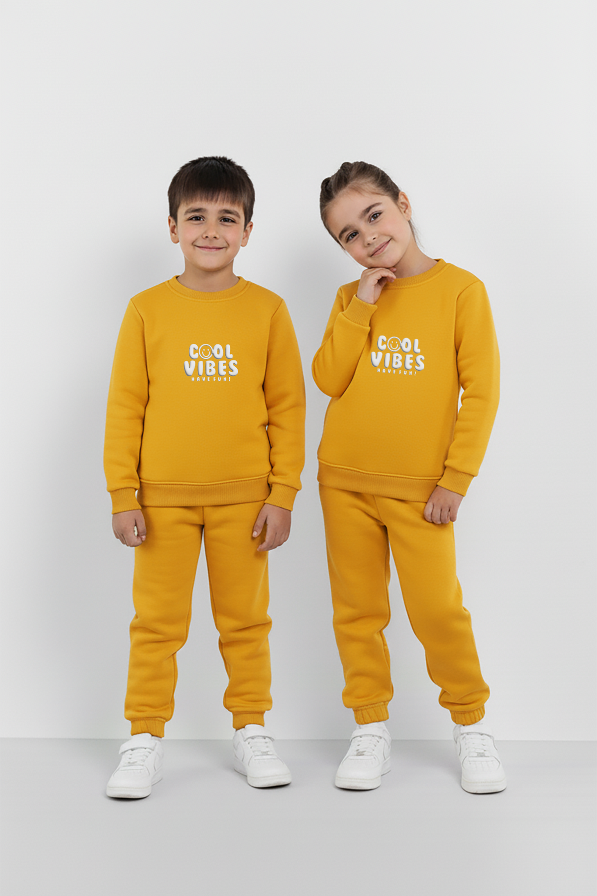 Mustard Cool Vibes Sweatshirt & Trouser Set