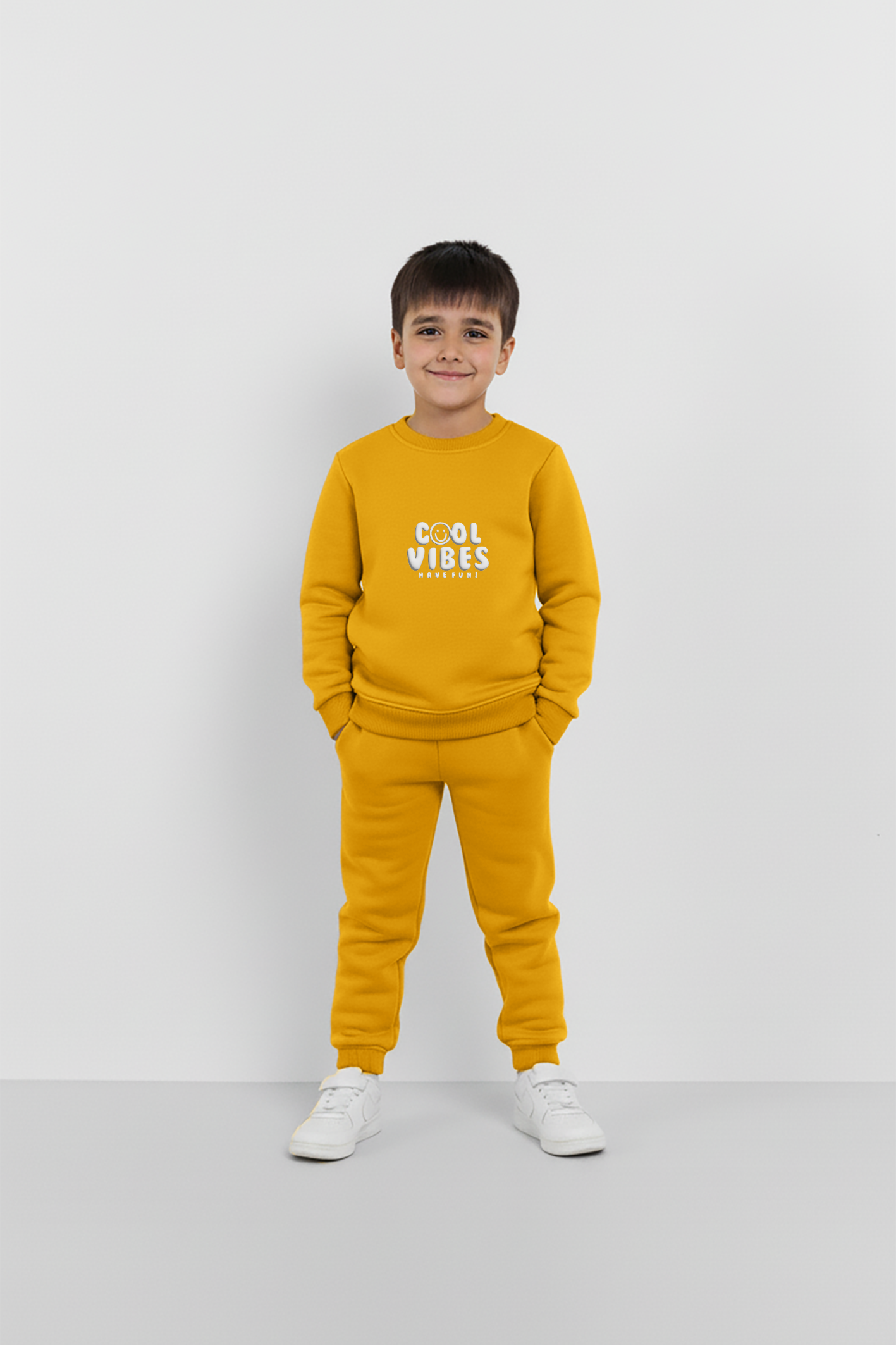 Mustard Cool Vibes Sweatshirt & Trouser Set