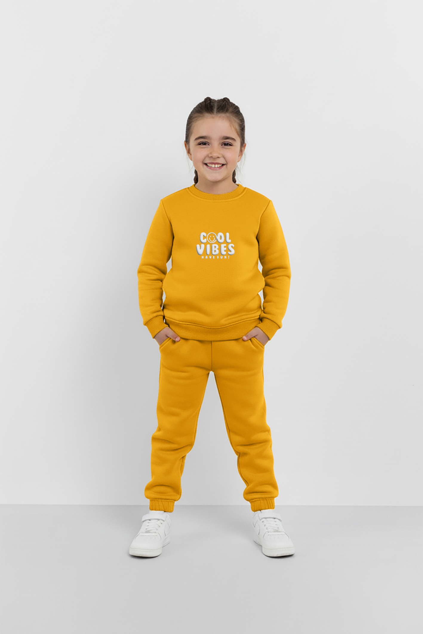 Mustard Cool Vibes Sweatshirt & Trouser Set