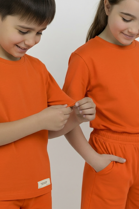 Orange Co-ord Set - Cotton Lycra