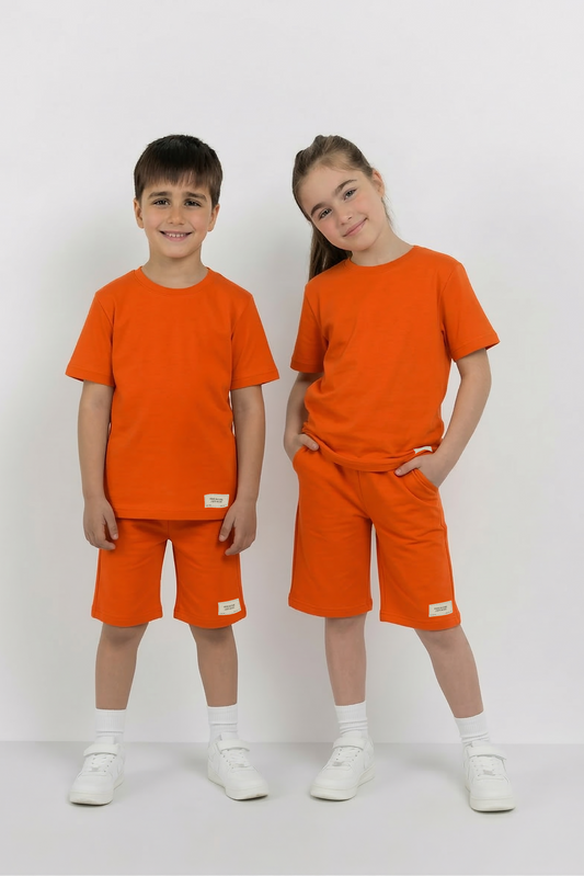 Orange Co-ord Set - Cotton Lycra