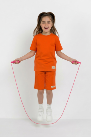 Orange Co-ord Set - Cotton Lycra
