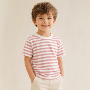 Pink Striped Kids T-Shirt | Soft Cotton Tee