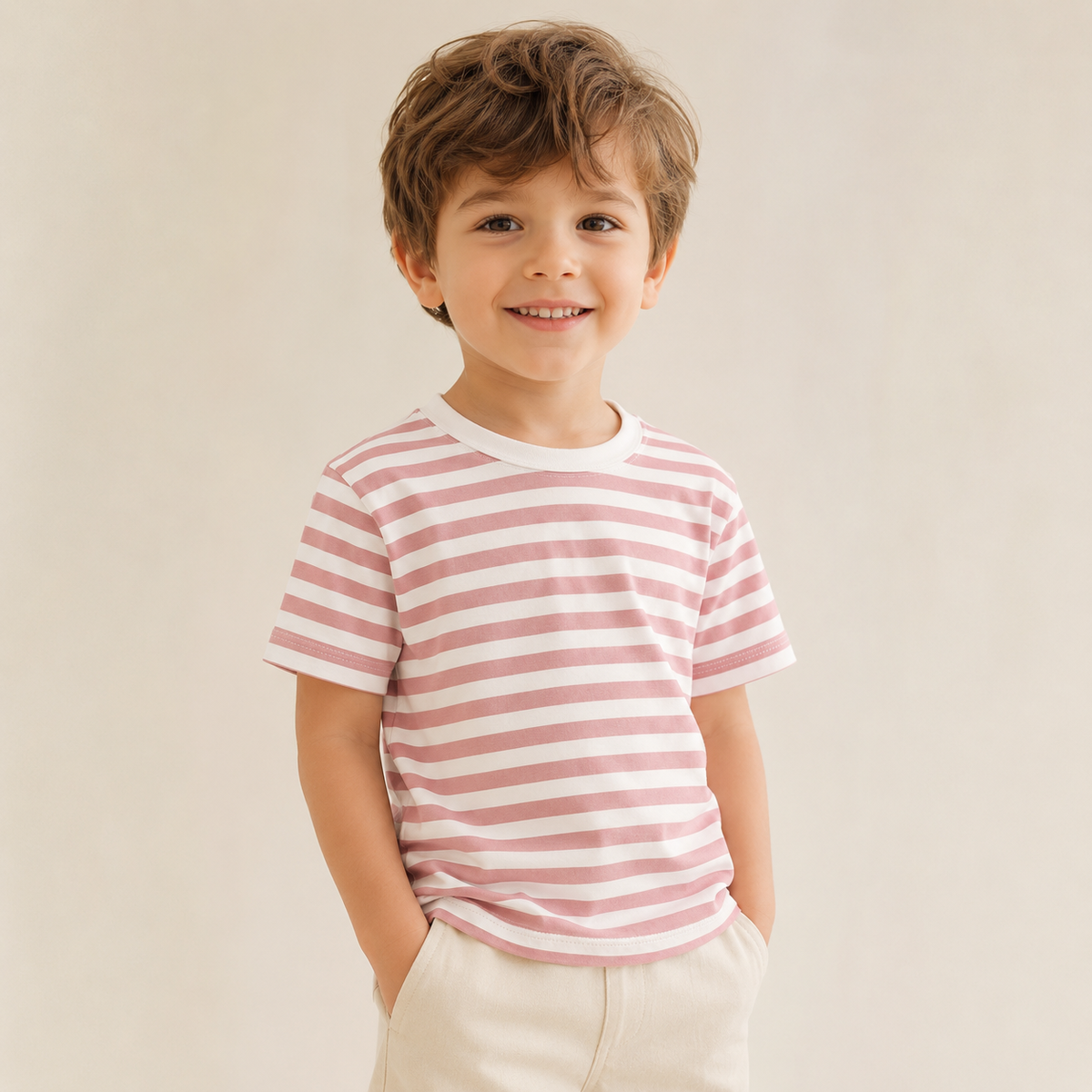 Pink Striped Kids T-Shirt | Soft Cotton Tee
