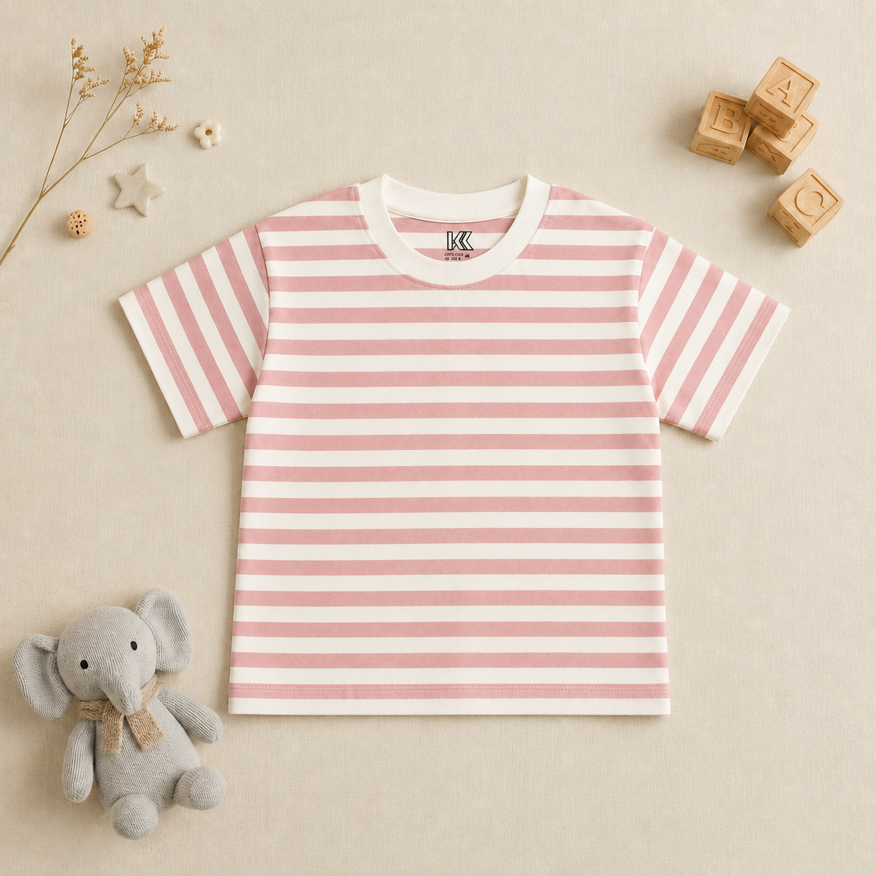 Pink Striped Kids T-Shirt | Soft Cotton Tee