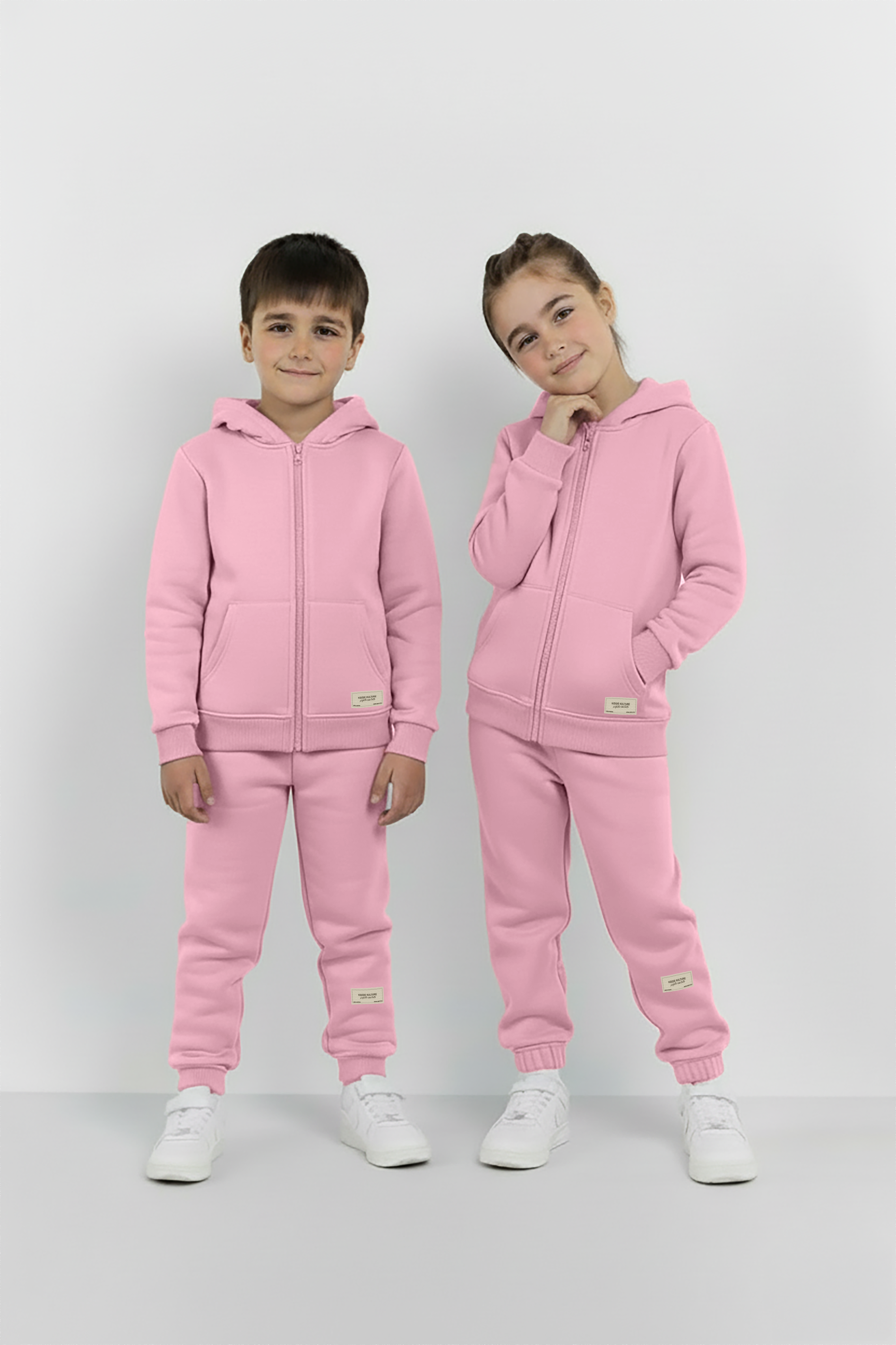 Pink Zipper Hoodie and Trouser Set