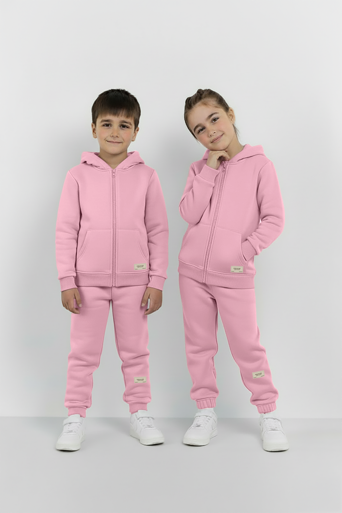 Pink Zipper Hoodie and Trouser Set