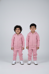 Pink Zipper Hoodie and Trouser Set