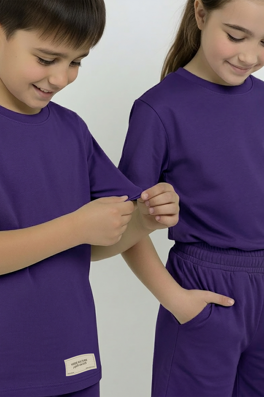 Dark Purple Co-ord Set - Cotton Lycra
