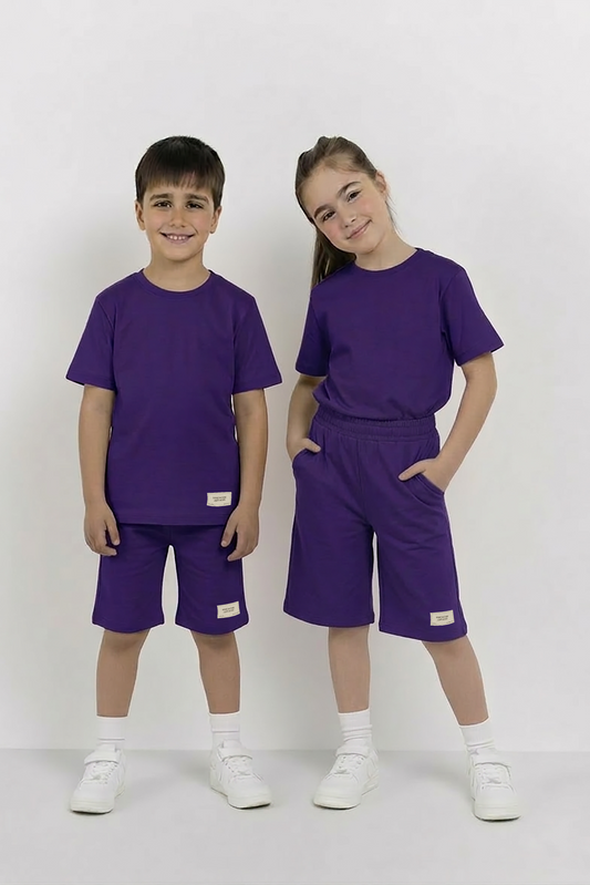 Dark Purple Co-ord Set - Cotton Lycra