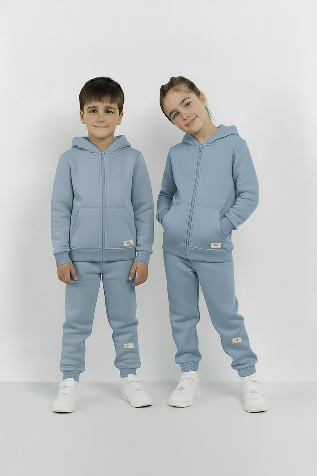 Sky Blue Zipper Hoodie and Trouser Set