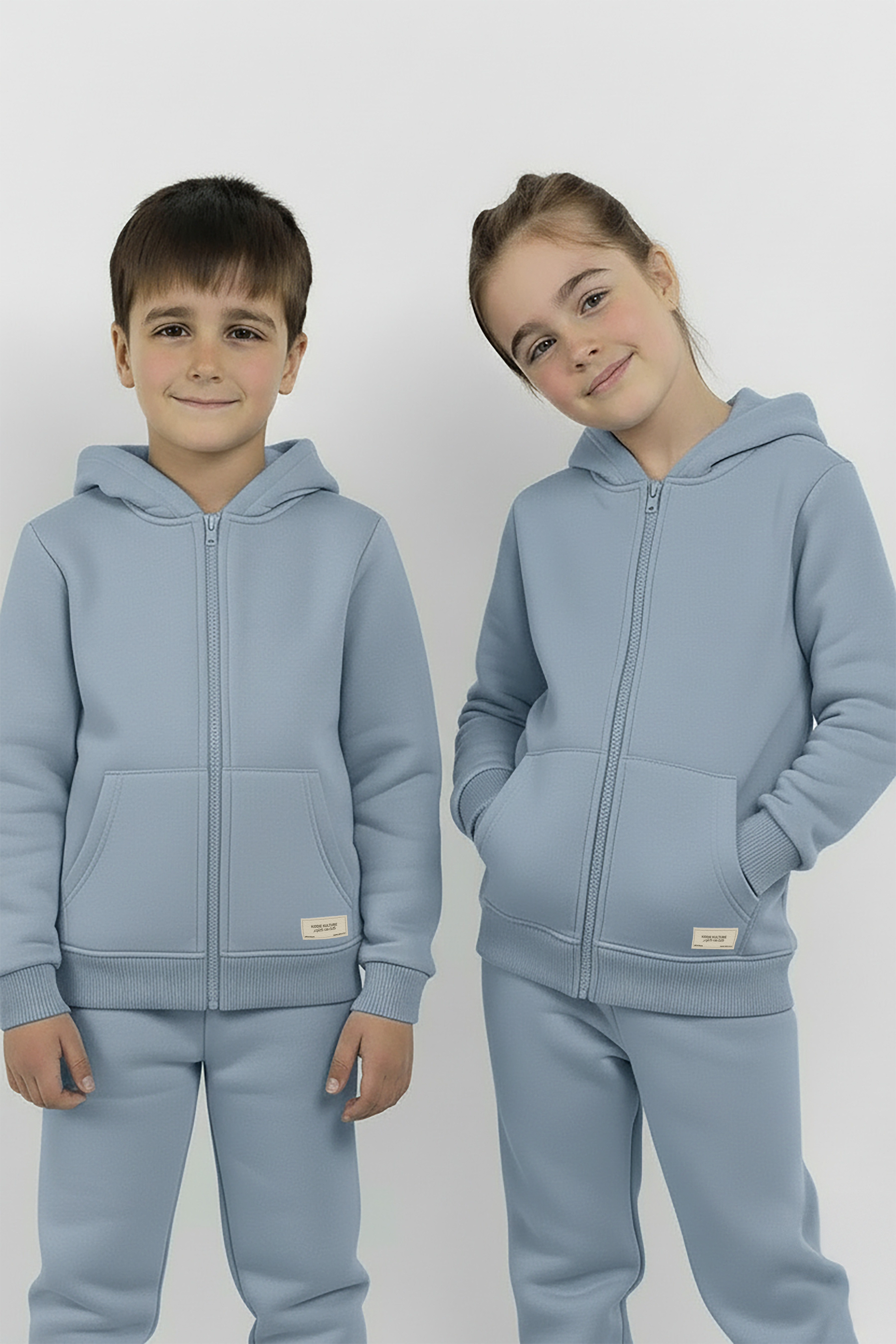 Sky Blue Zipper Hoodie and Trouser Set