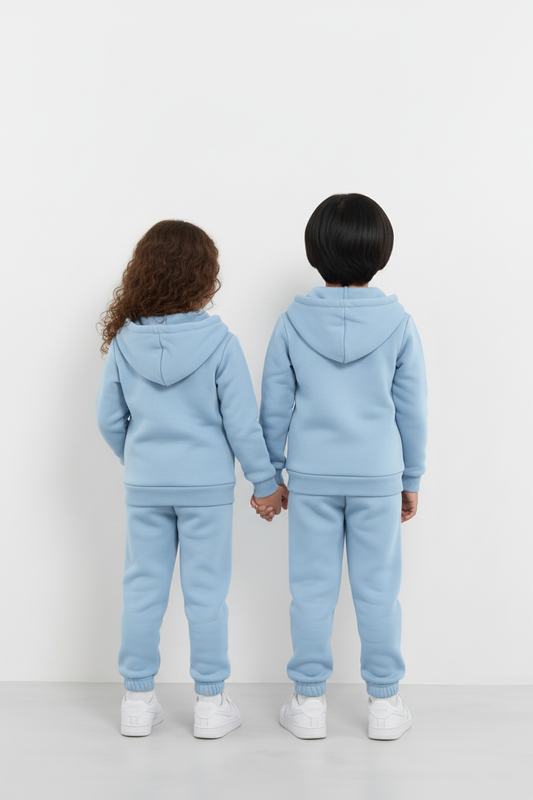 Sky Blue Zipper Hoodie and Trouser Set