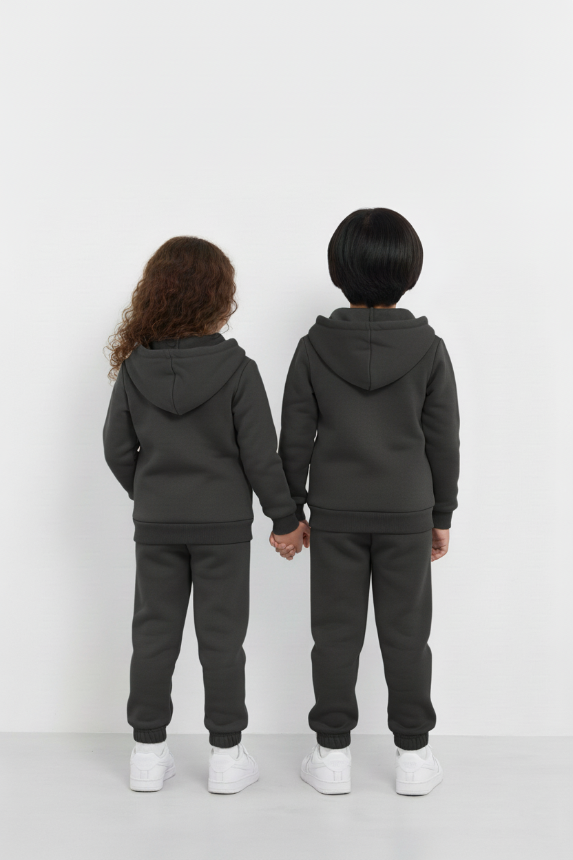 Smoke Gray Zipper Hoodie and Trouser Set