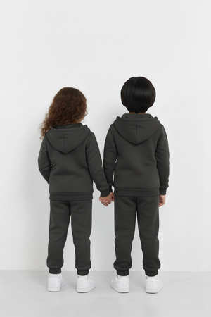 Smoke Gray Zipper Hoodie and Trouser Set