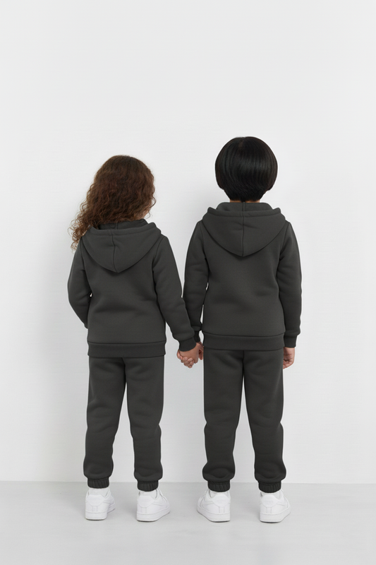 Smoke Gray Zipper Hoodie and Trouser Set