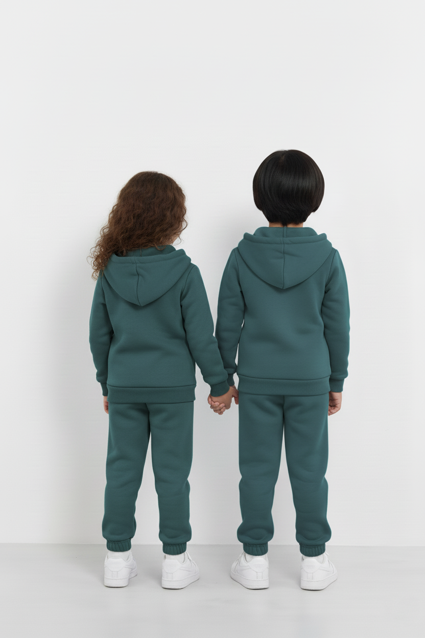 Teal Zipper Hoodie and Trouser Set