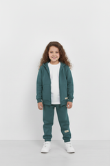 Teal Zipper Hoodie and Trouser Set