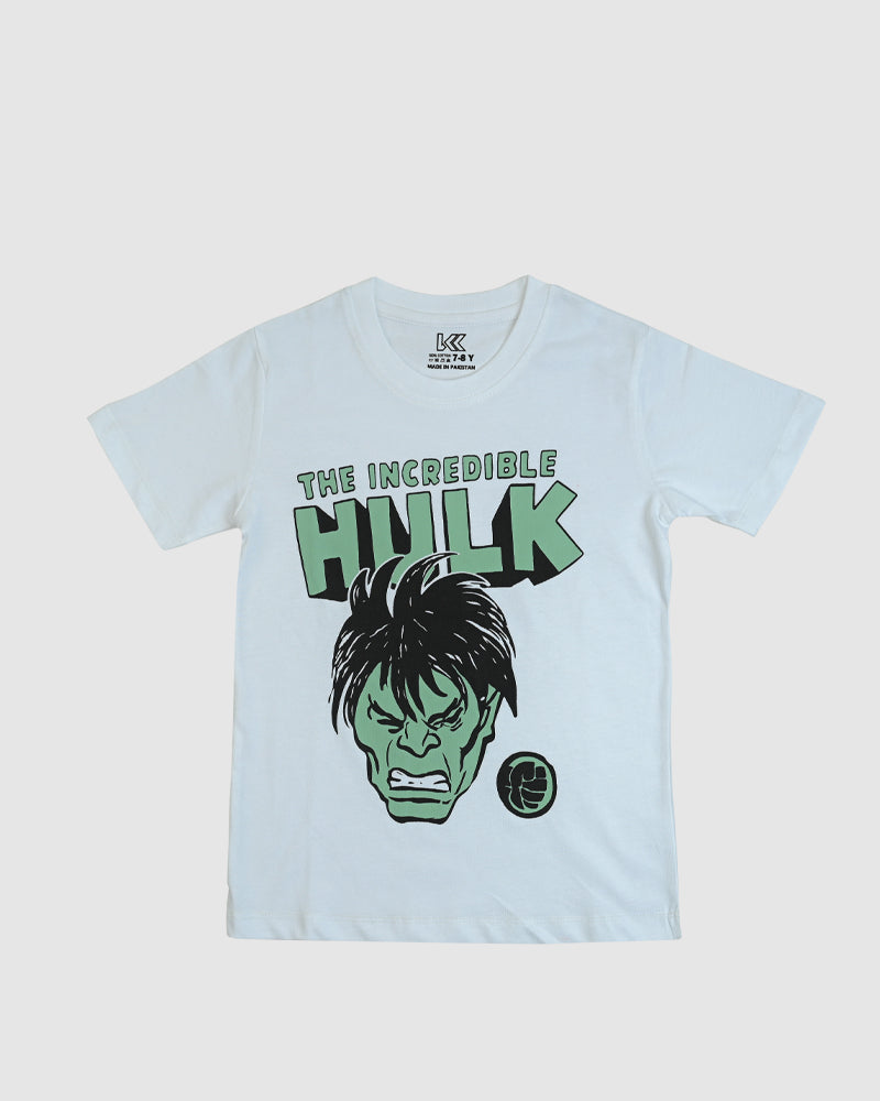 Mighty Green Smash Cartoon White T-Shirt for Kids – Comic Style