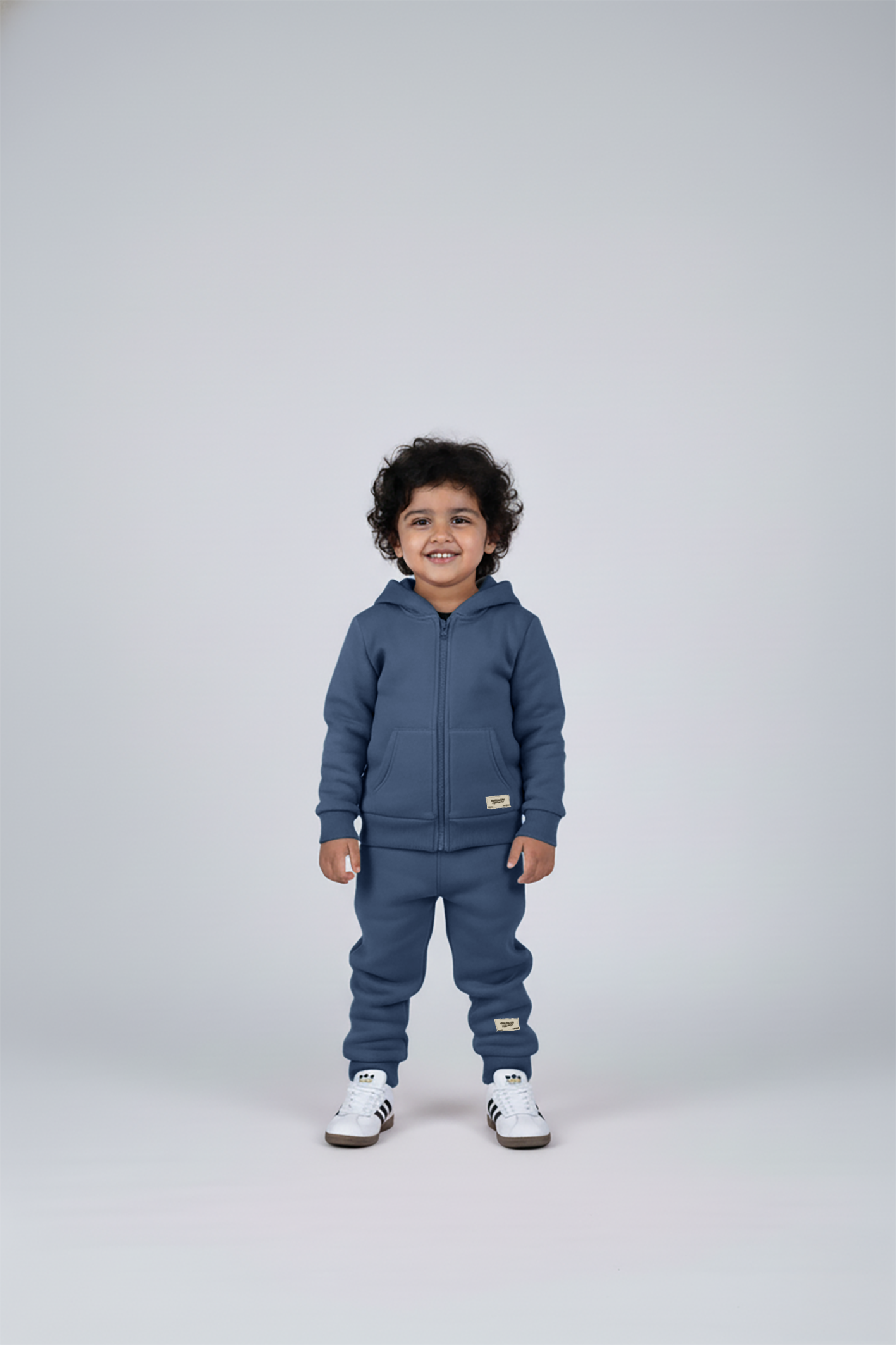 Vintage Blue Zipper Hoodie and Trouser Set