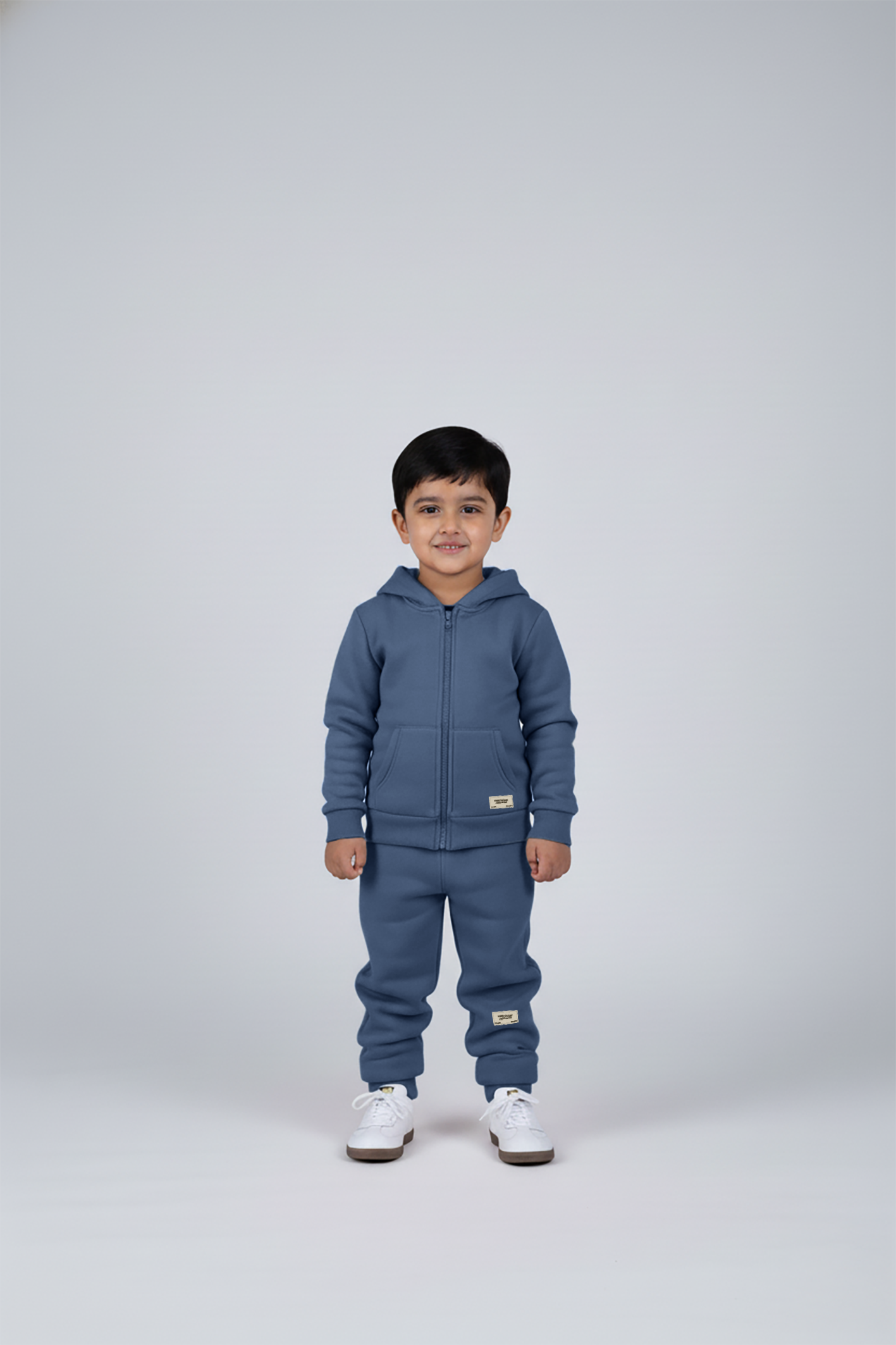 Vintage Blue Zipper Hoodie and Trouser Set