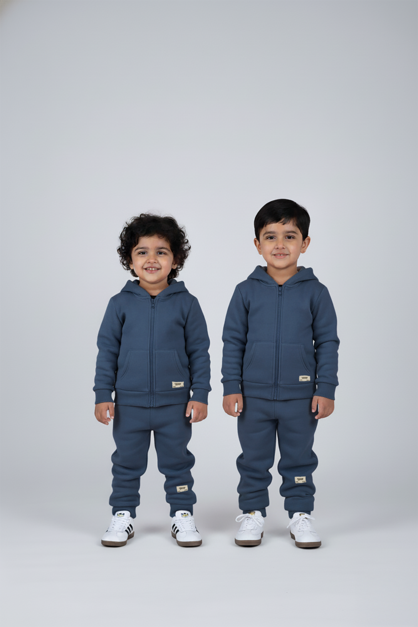 Vintage Blue Zipper Hoodie and Trouser Set